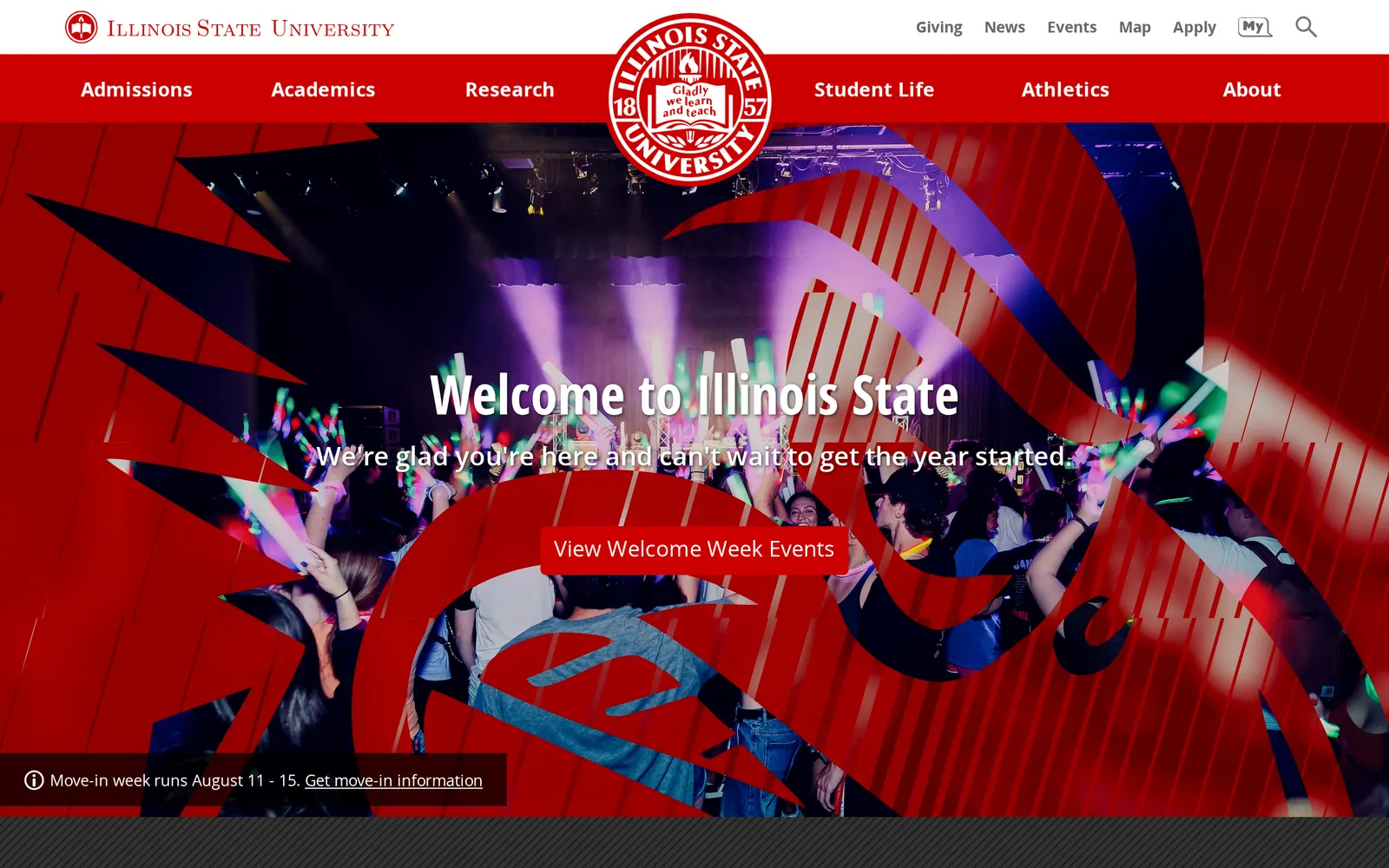 Screenshot of the Illinois State University Homepage homepage
