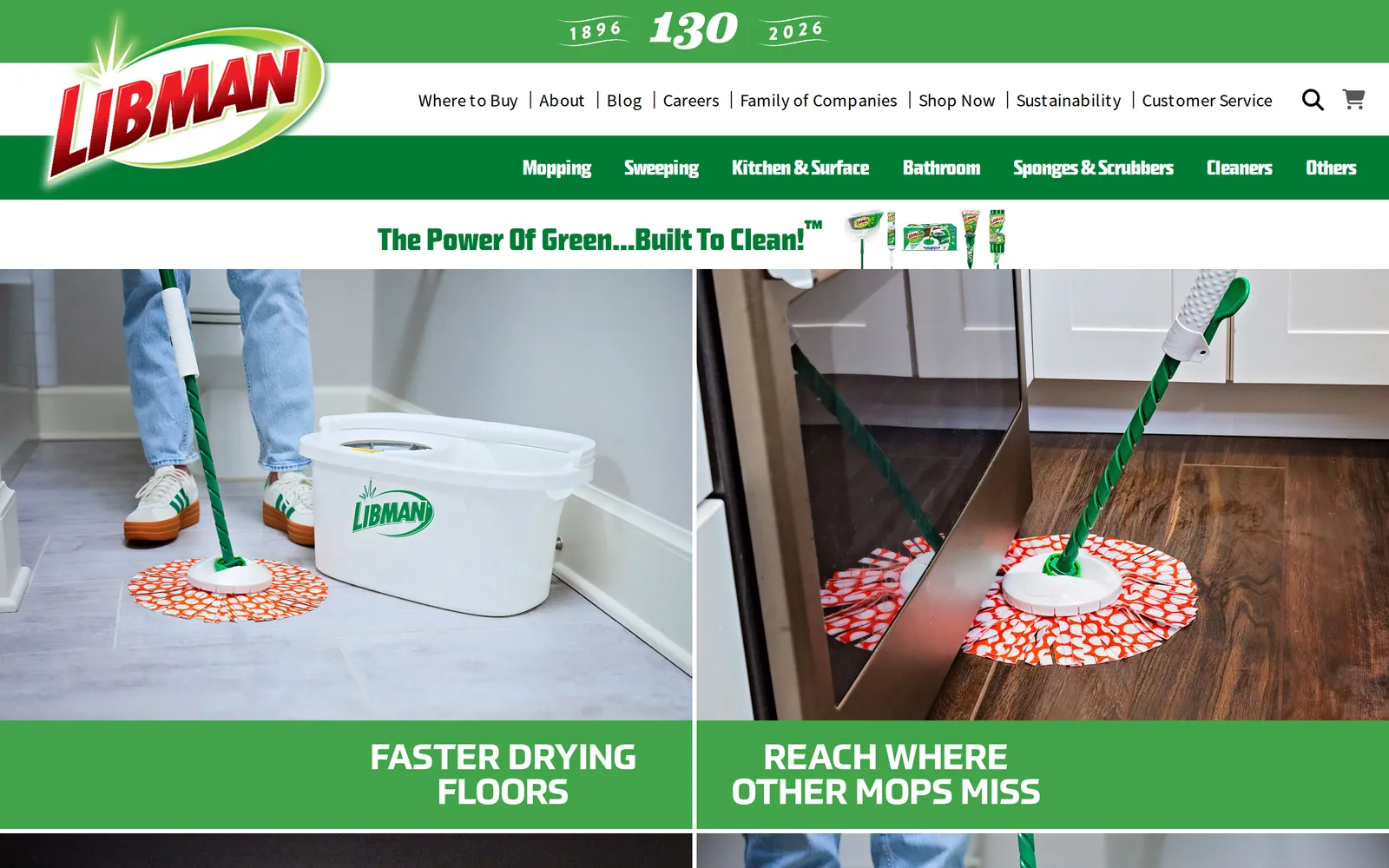 Screenshot of the Libman Cleaning Products homepage