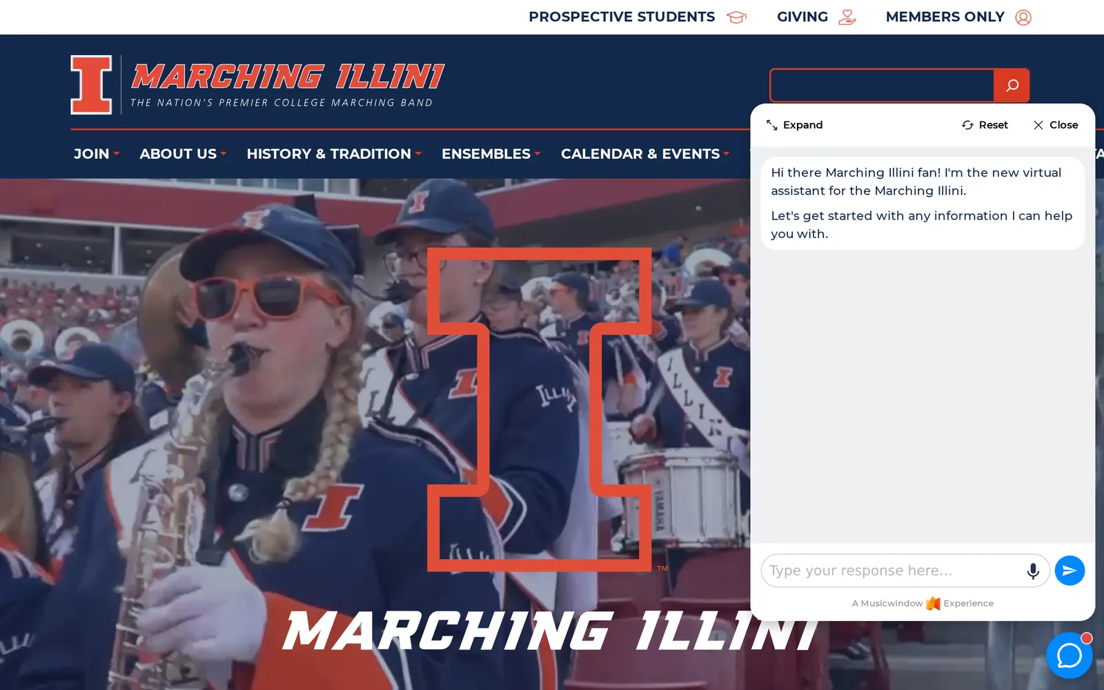Screenshot of the Marching Illini homepage