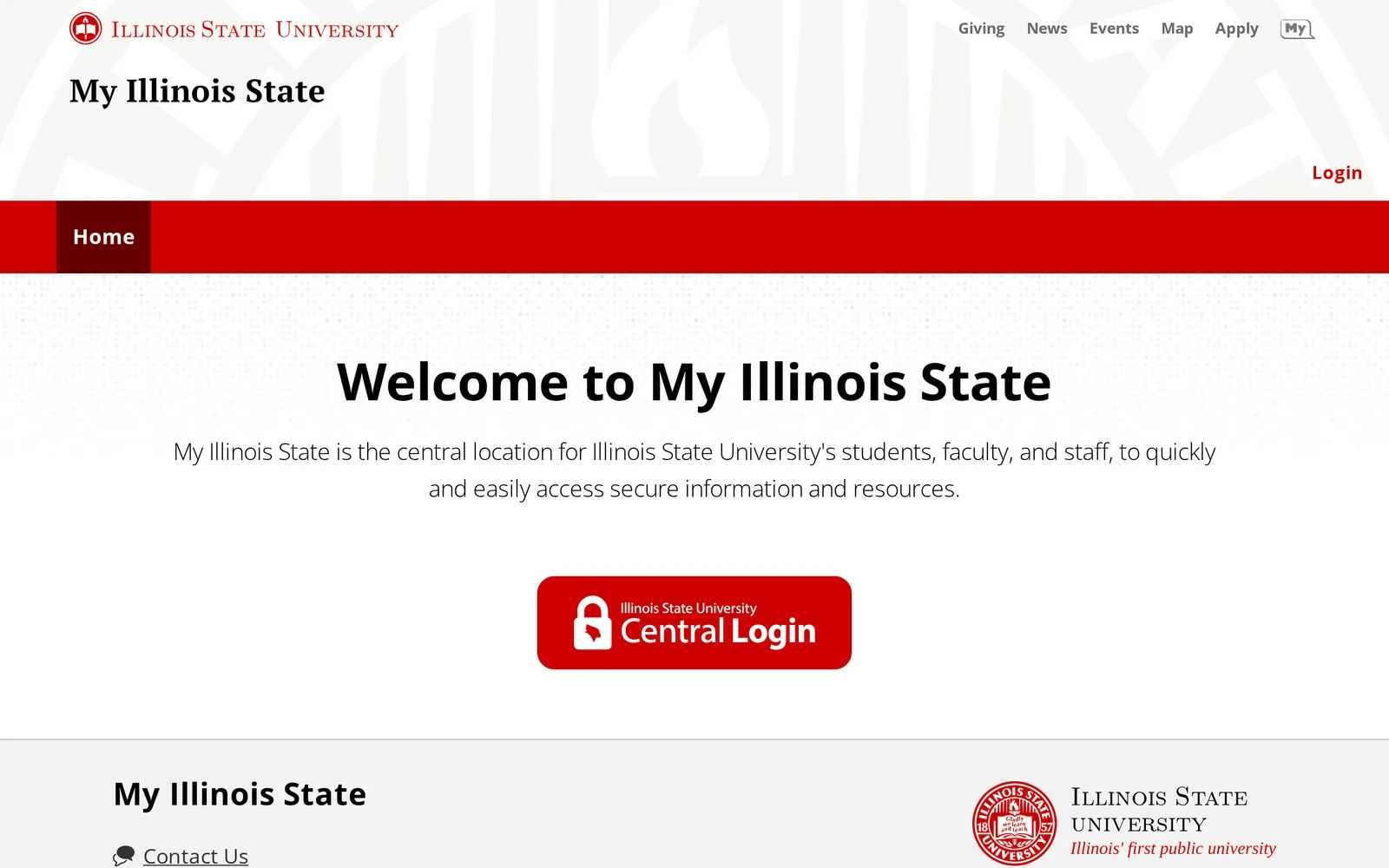 Screenshot of the my.illinoisstate.edu Student Portal homepage