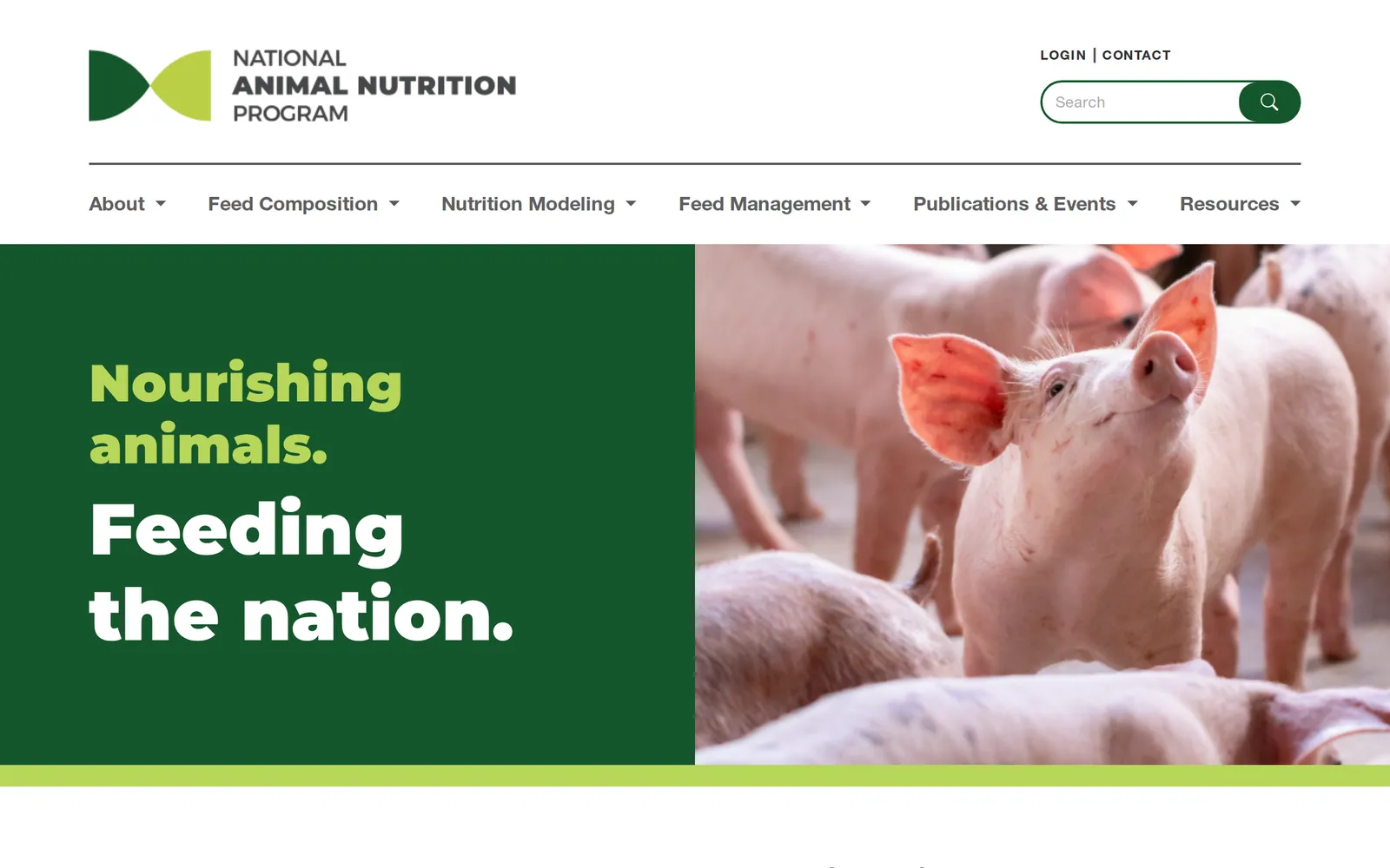 Screenshot of the National Animal Nutrition Program: Feed Composition Database homepage